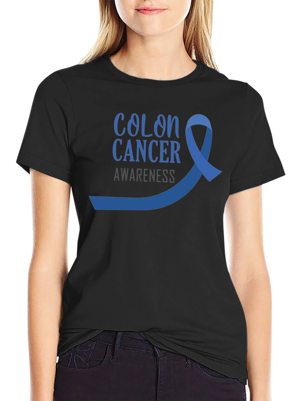 Colon Cancer Awareness T-Shirt - Blue Ribbon Design