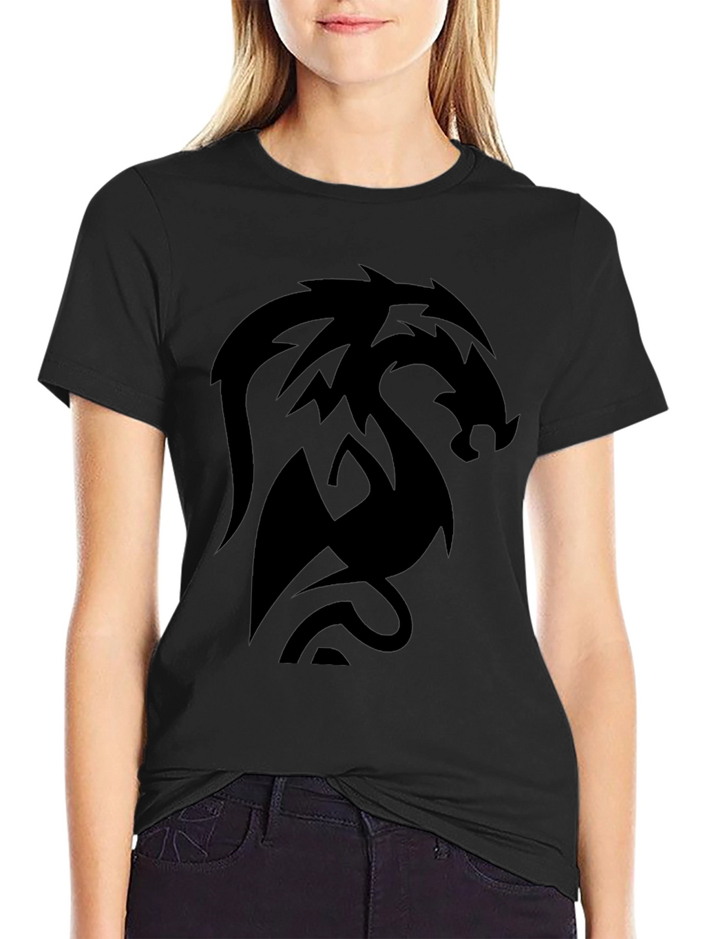 Dragon Emblem Black Tee - Modern Style