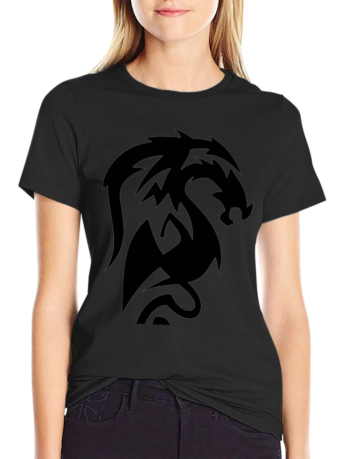 Dragon Emblem Black Tee - Modern Style