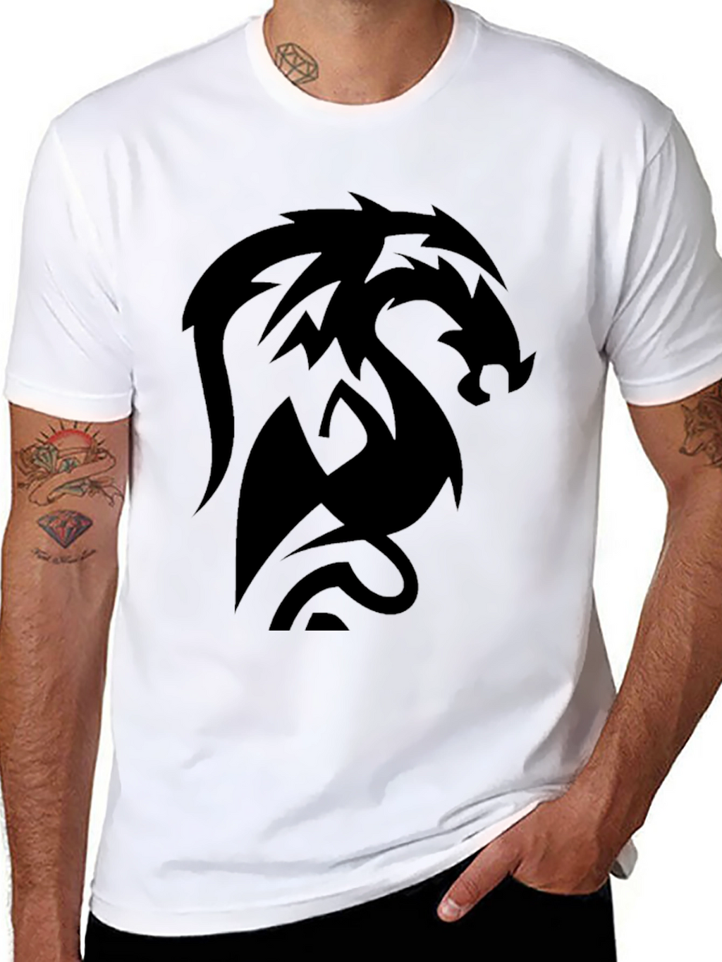 Dragon Emblem Black Tee - Modern Style