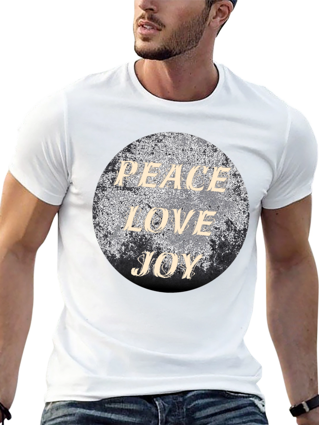 Peace Love Joy Graphic T-Shirt - Black
