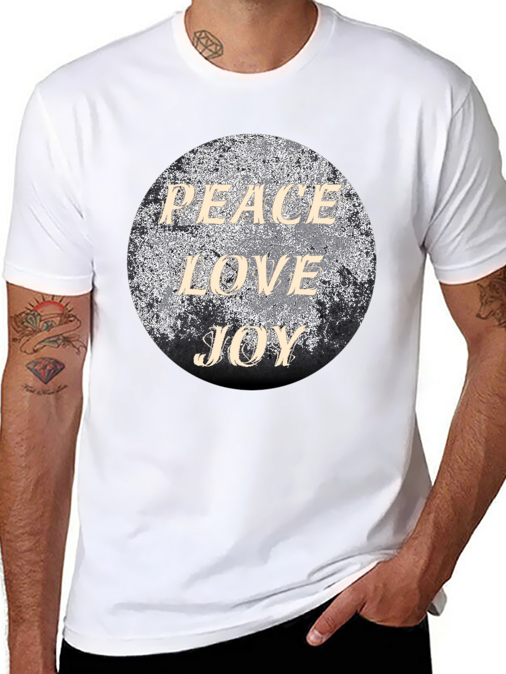 Peace Love Joy Graphic T-Shirt - Black