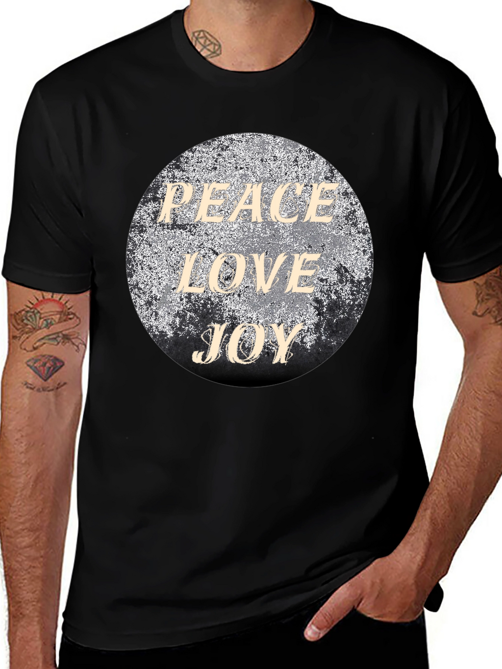 Peace Love Joy Graphic T-Shirt - Black