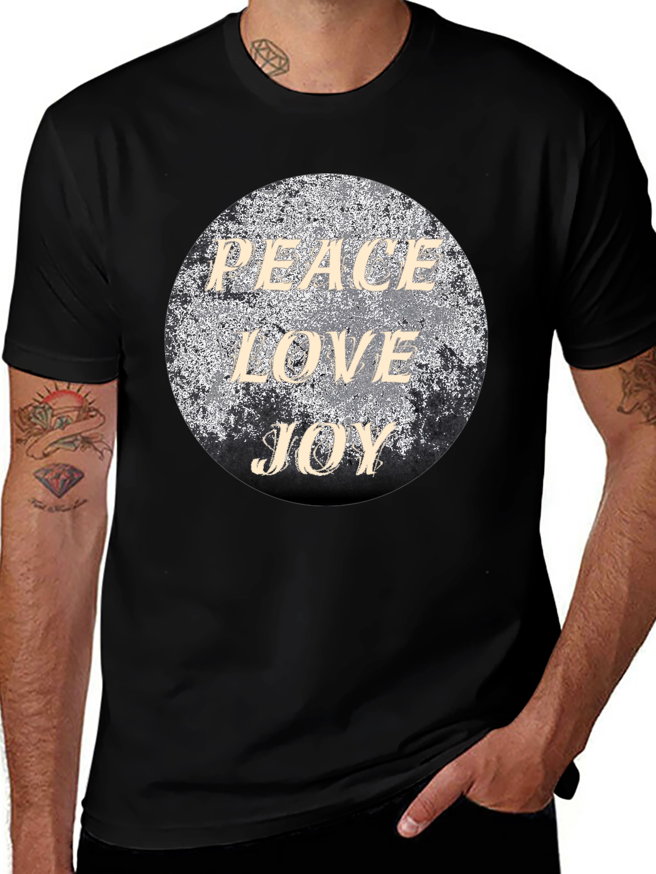 Peace Love Joy Graphic T-Shirt - Black