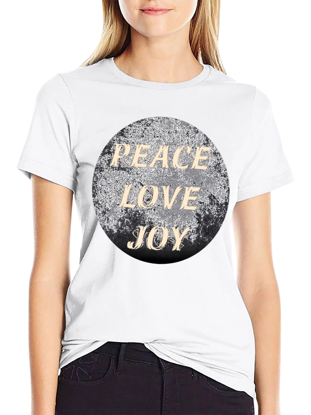 Peace Love Joy Graphic T-Shirt - Black