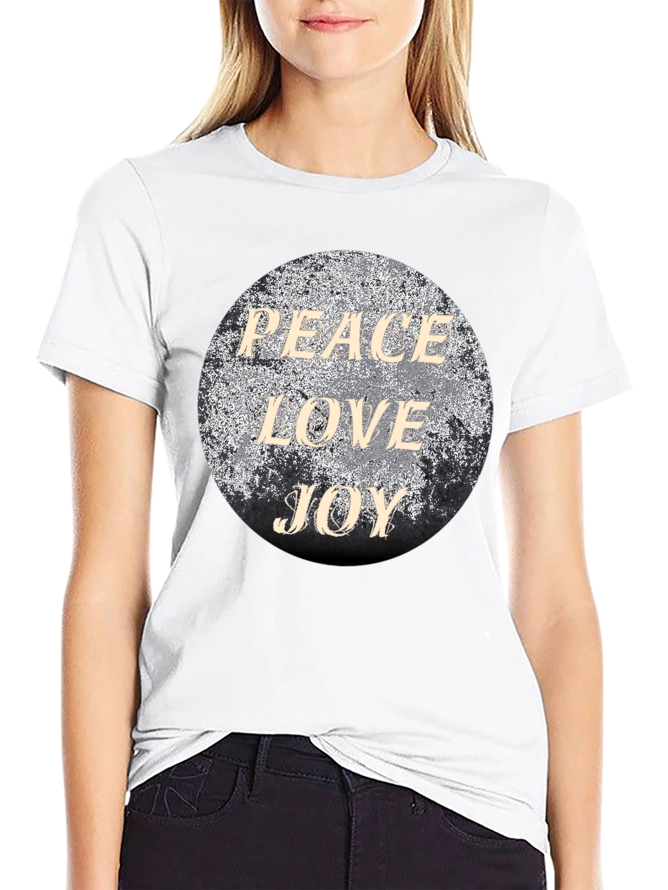 Peace Love Joy Graphic T-Shirt - Black