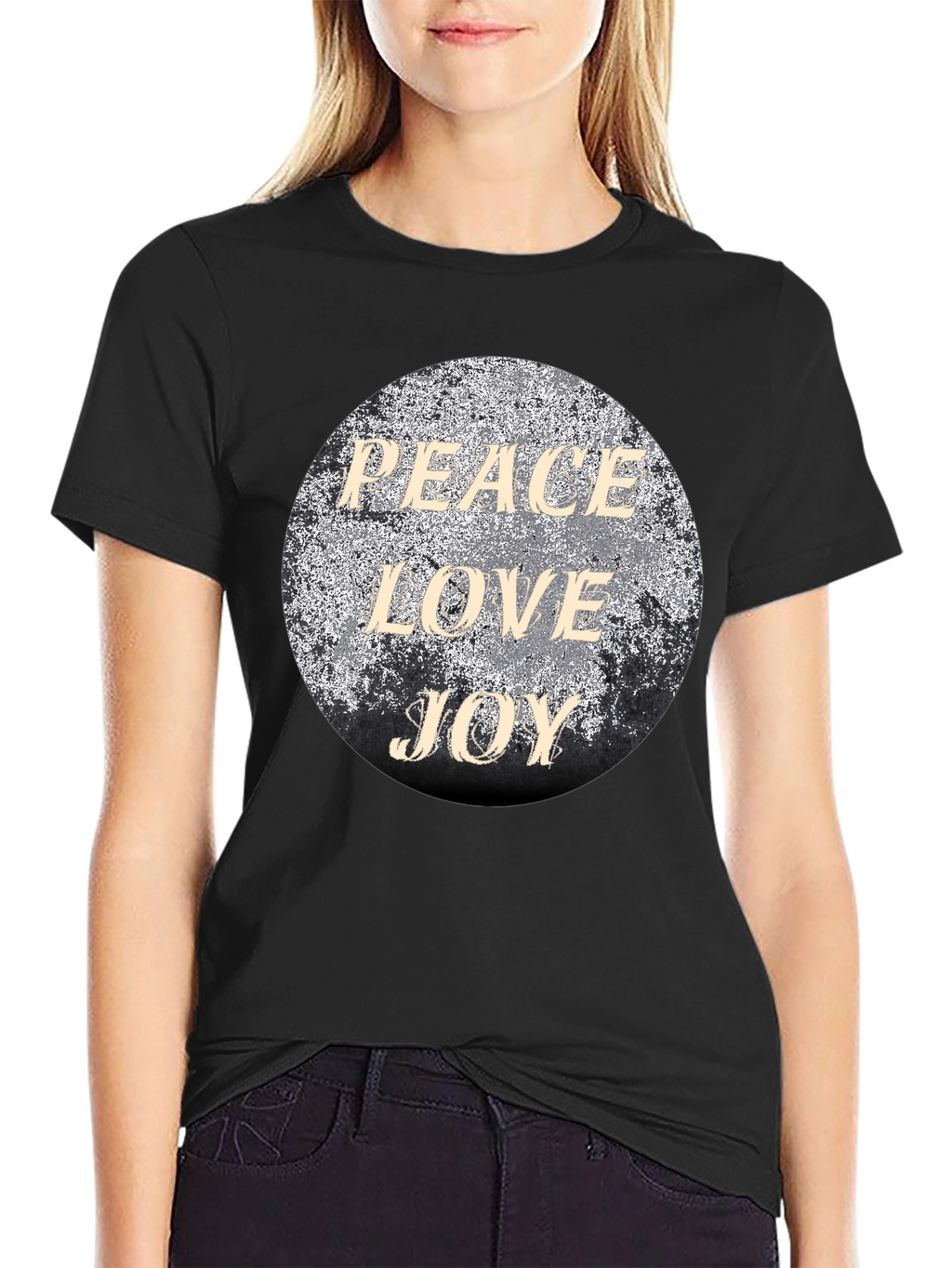 Peace Love Joy Graphic T-Shirt - Black
