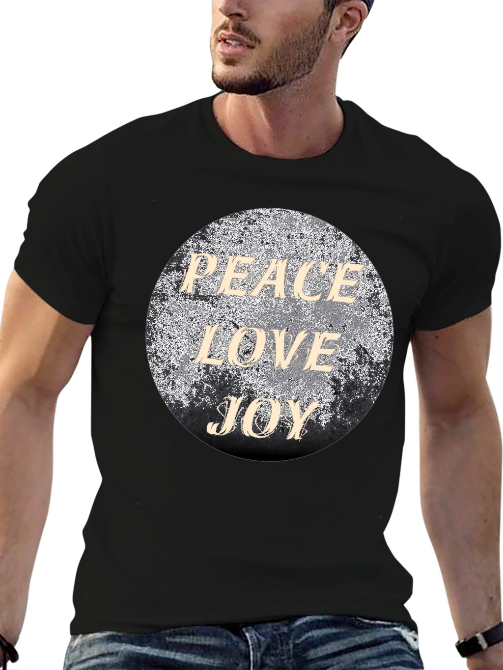 Peace Love Joy Graphic T-Shirt - Black