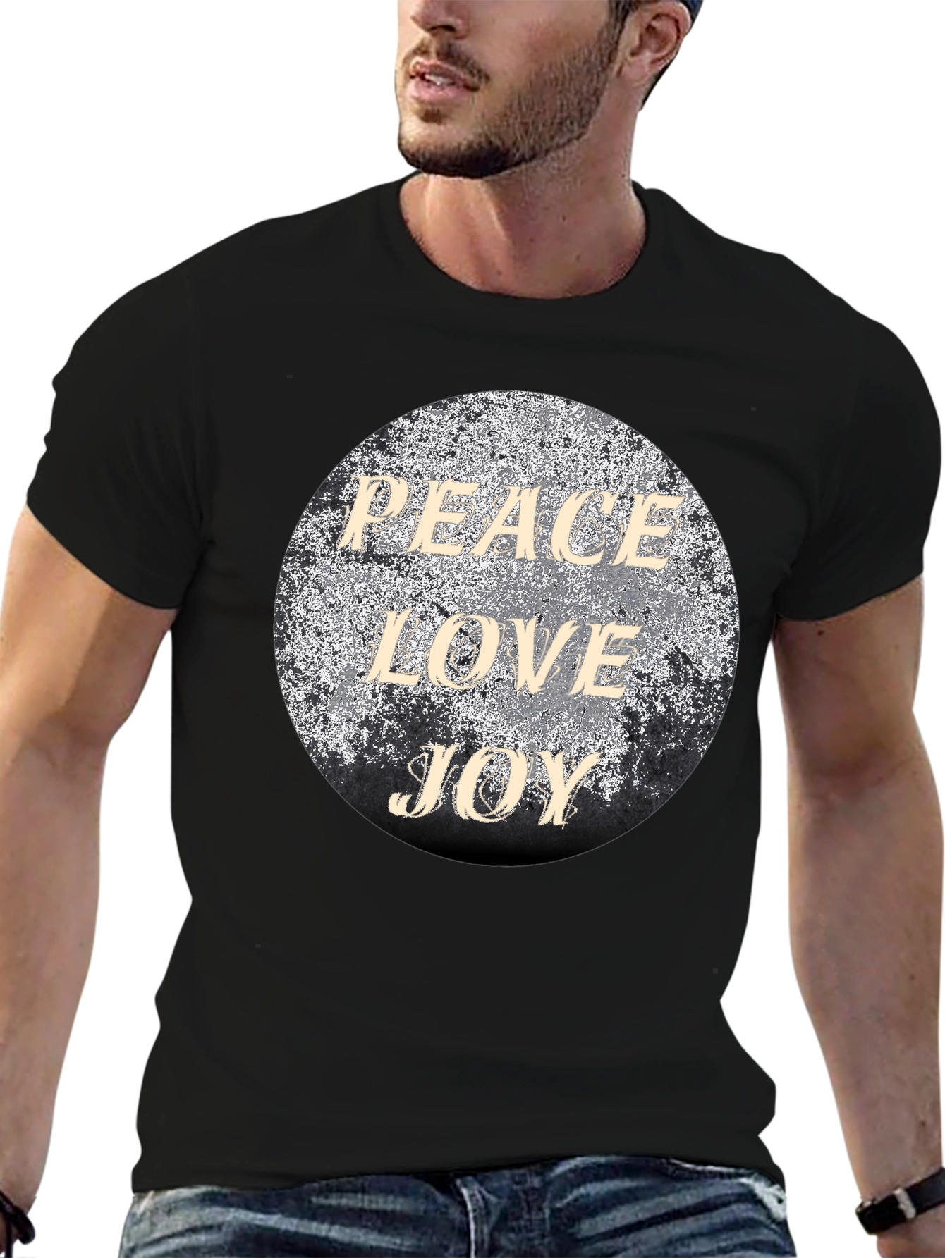 Peace Love Joy Graphic T-Shirt - Black