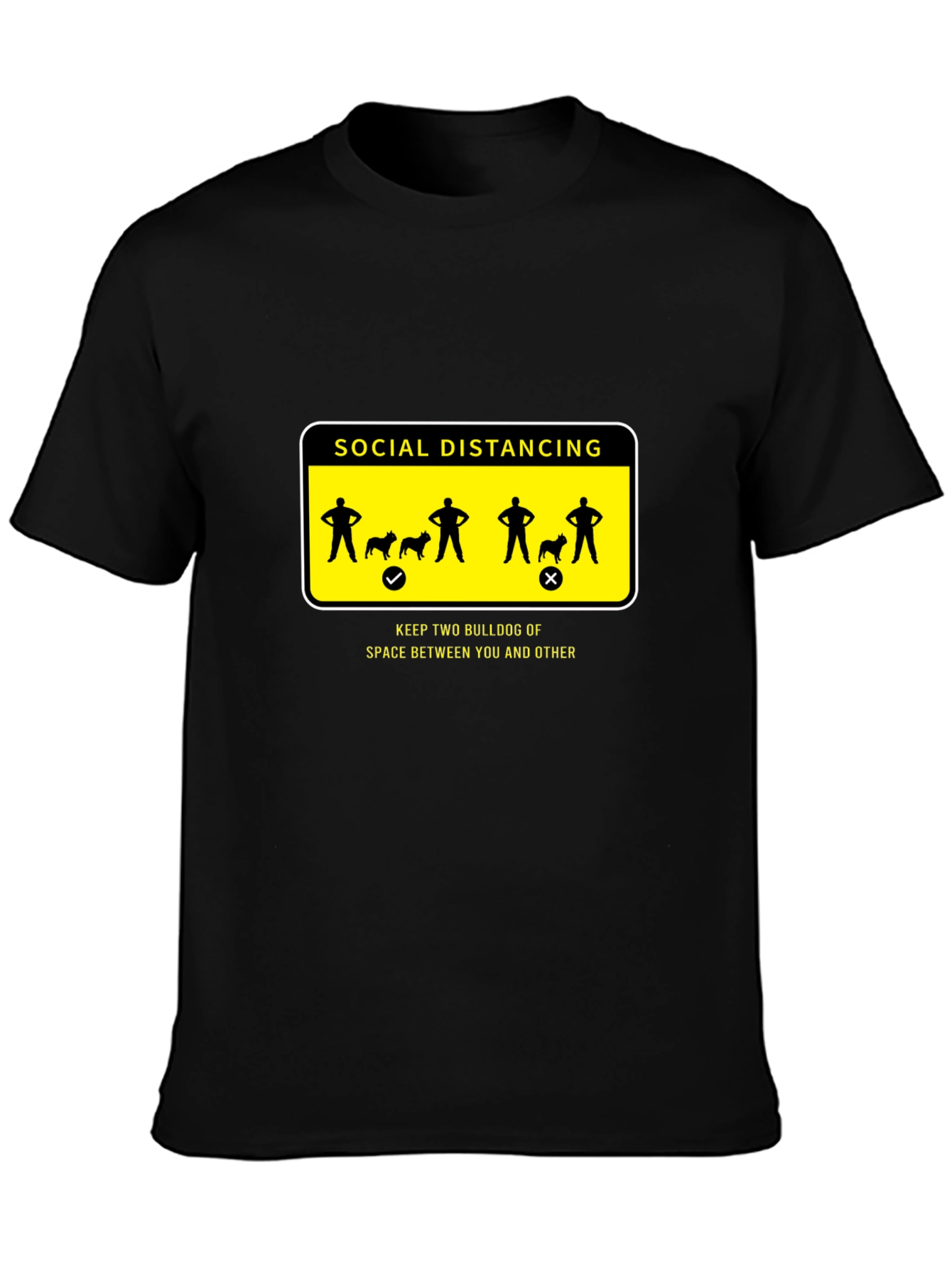 Social Distancing Bulldog Graphic T-Shirt