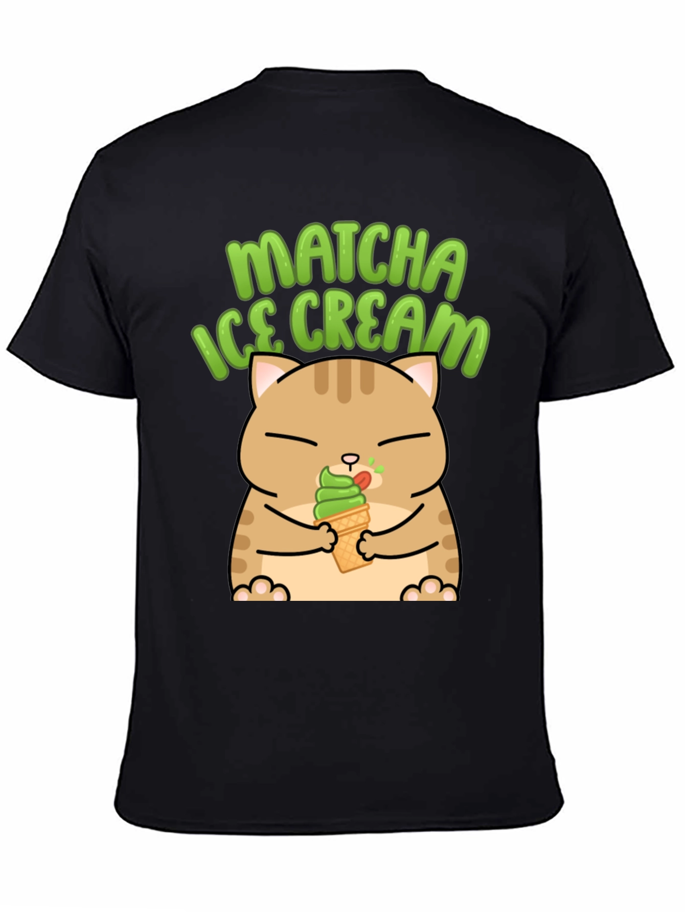Matcha Ice Cream Cat Graphic T-Shirt