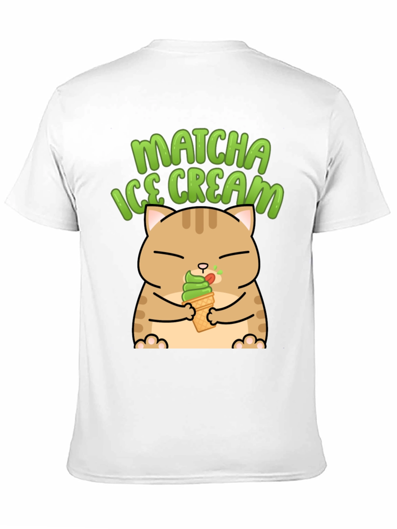 Matcha Ice Cream Cat Graphic T-Shirt