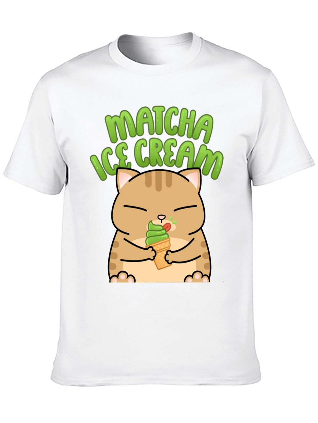 Matcha Ice Cream Cat Graphic T-Shirt