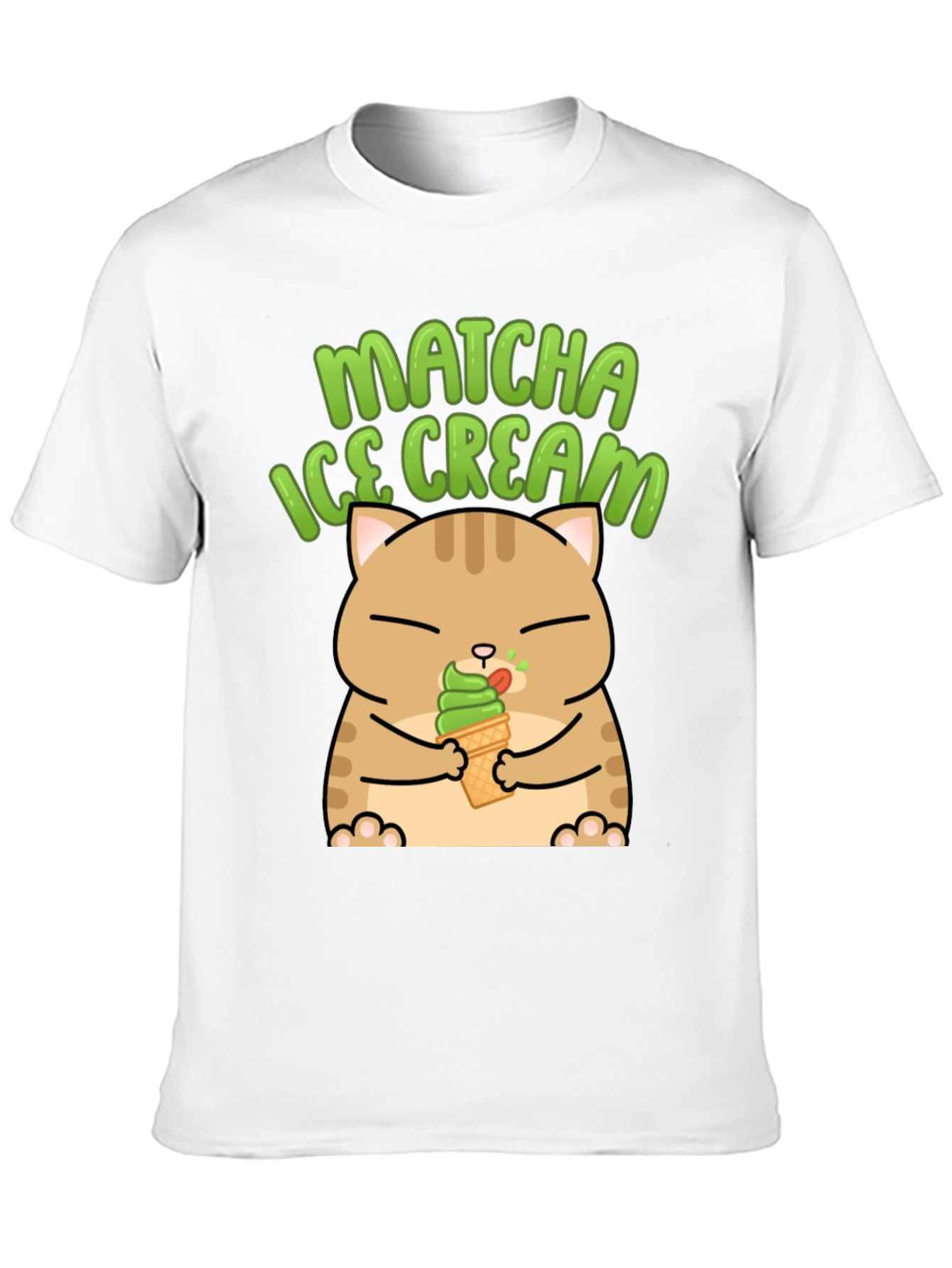 Matcha Ice Cream Cat Graphic T-Shirt