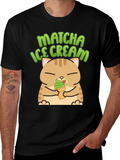 Matcha Ice Cream Cat Graphic T-Shirt