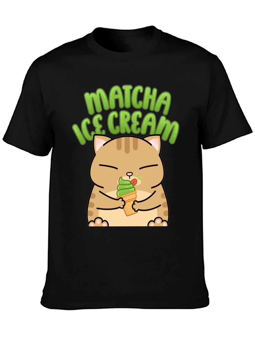 Matcha Ice Cream Cat Graphic T-Shirt