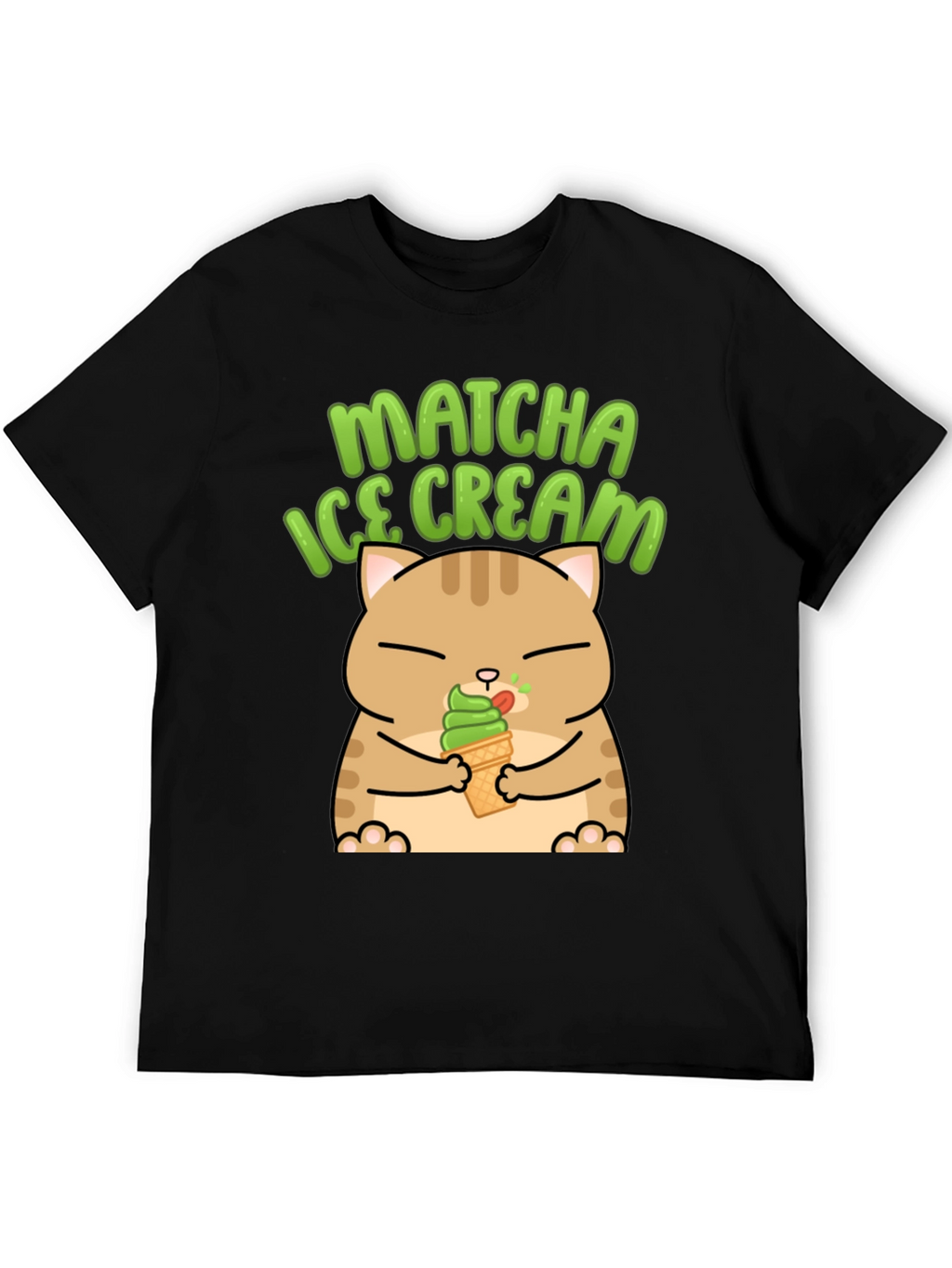 Matcha Ice Cream Cat Graphic T-Shirt