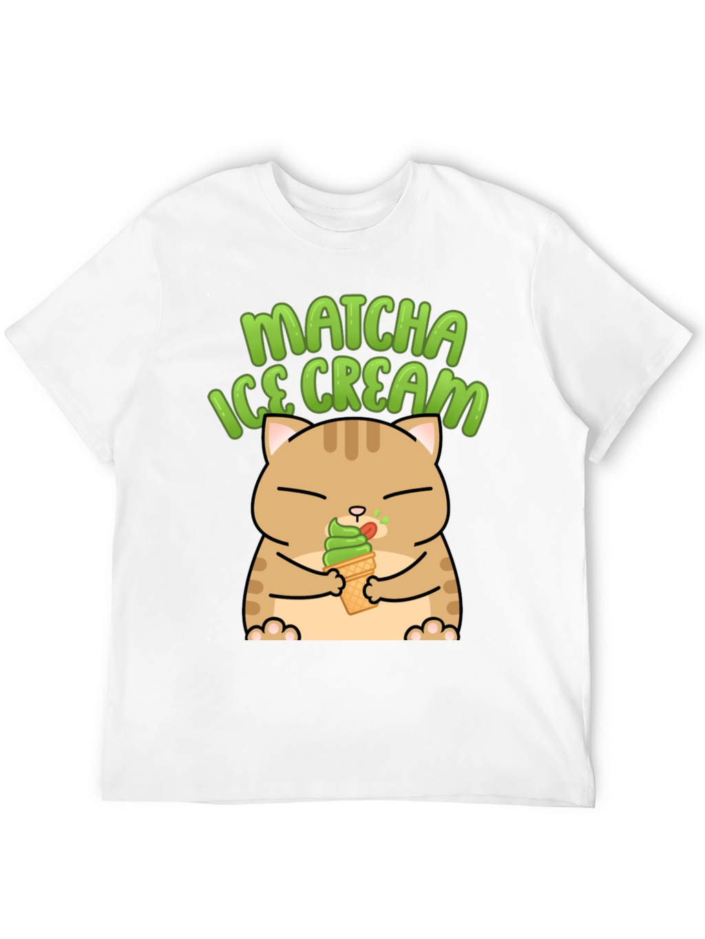 Matcha Ice Cream Cat Graphic T-Shirt