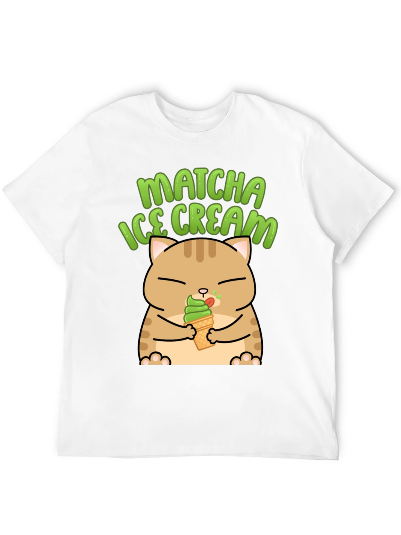 Matcha Ice Cream Cat Graphic T-Shirt