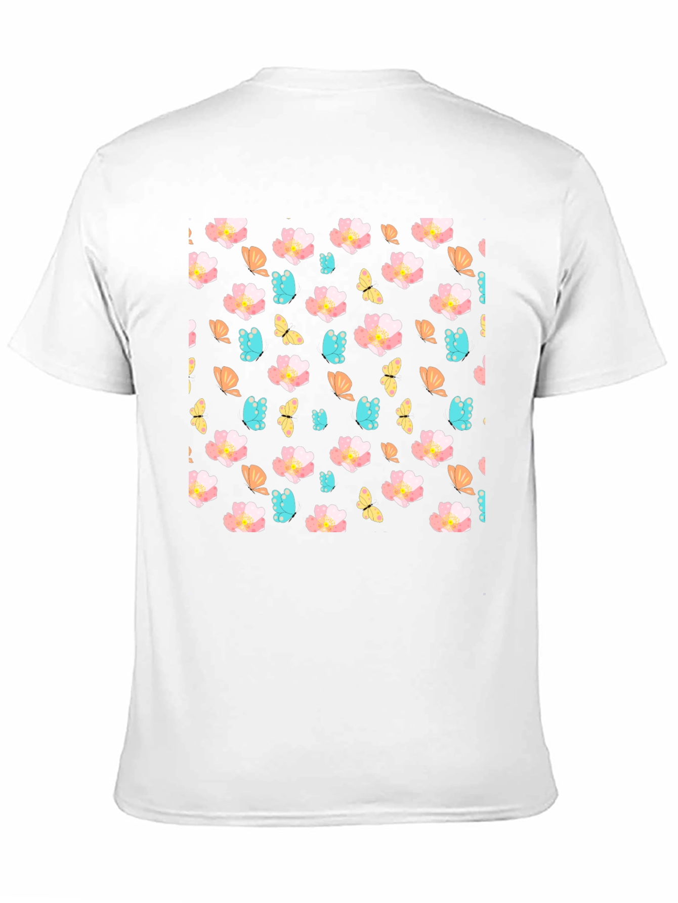 Floral Butterfly Print Crew Neck Tee