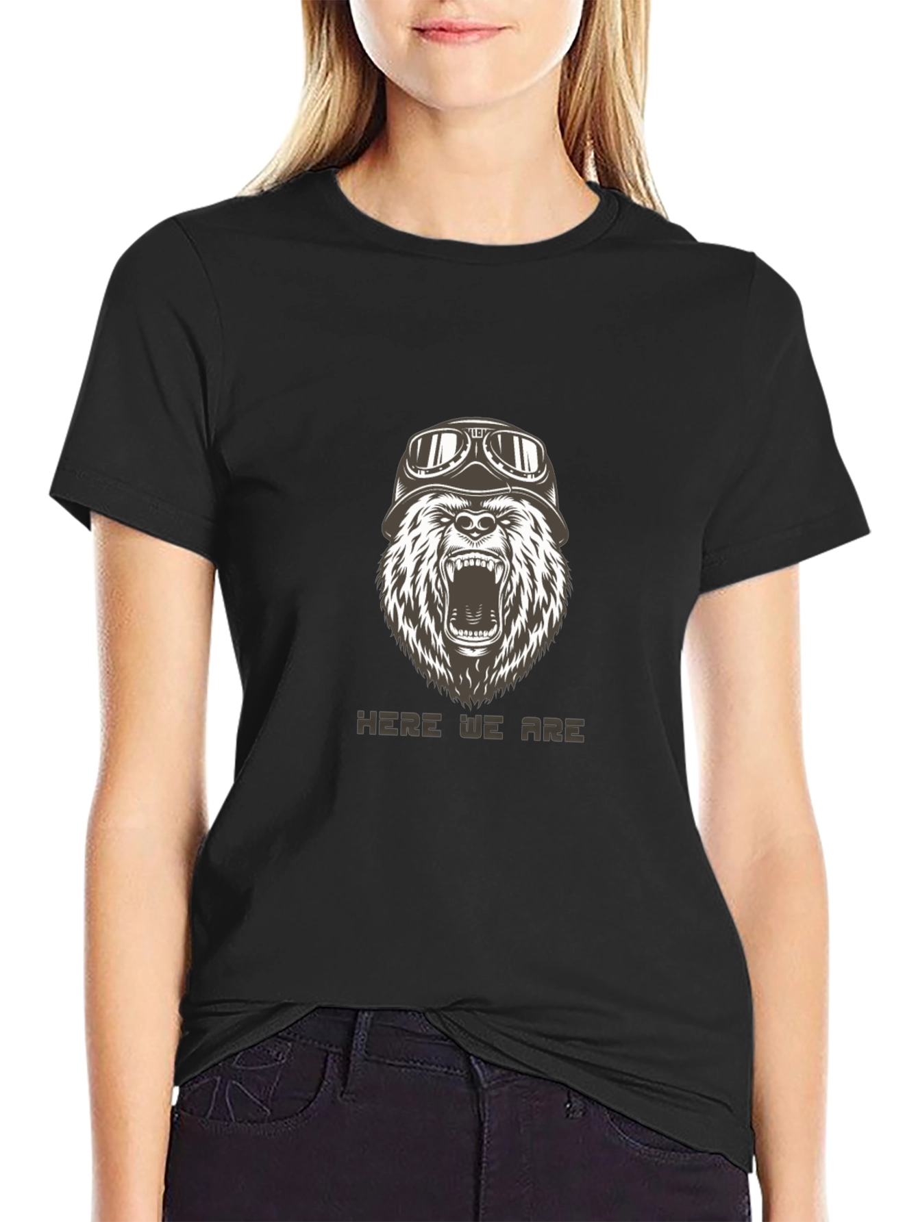 Bear Biker T-Shirt - Black Graphic Tee