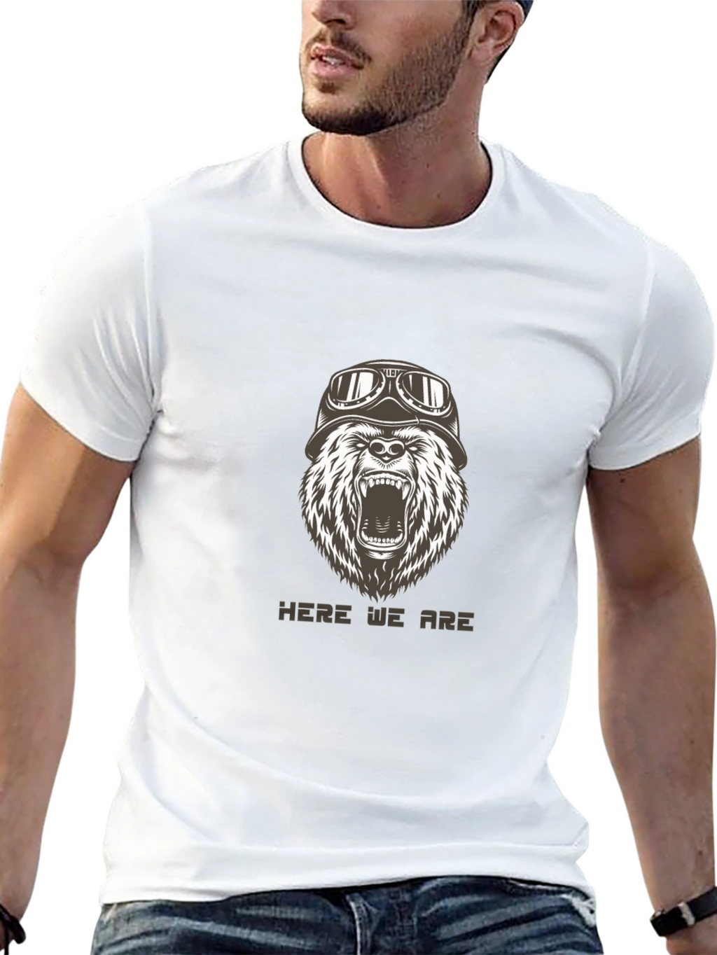 Bear Biker T-Shirt - Black Graphic Tee