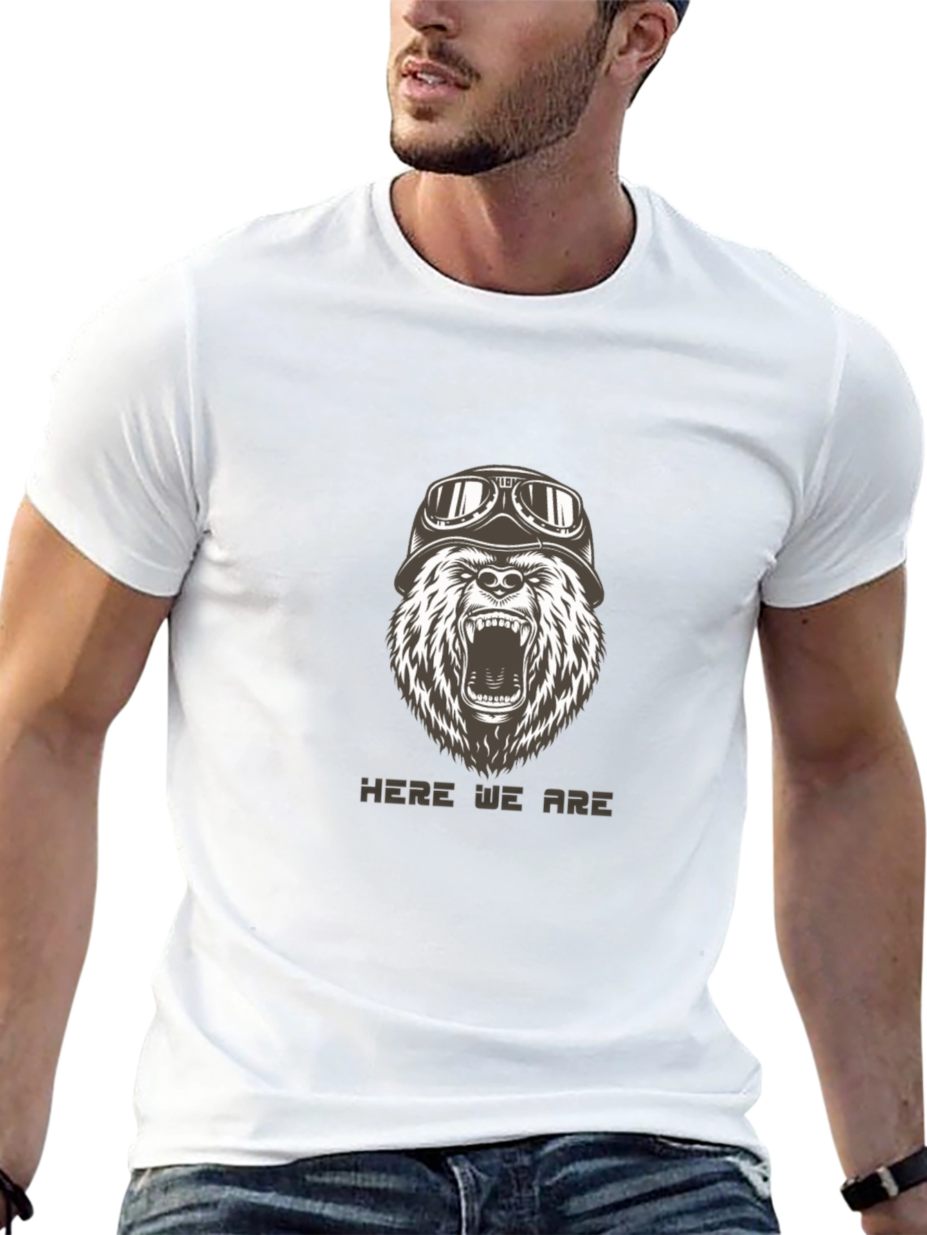 Bear Biker T-Shirt - Black Graphic Tee