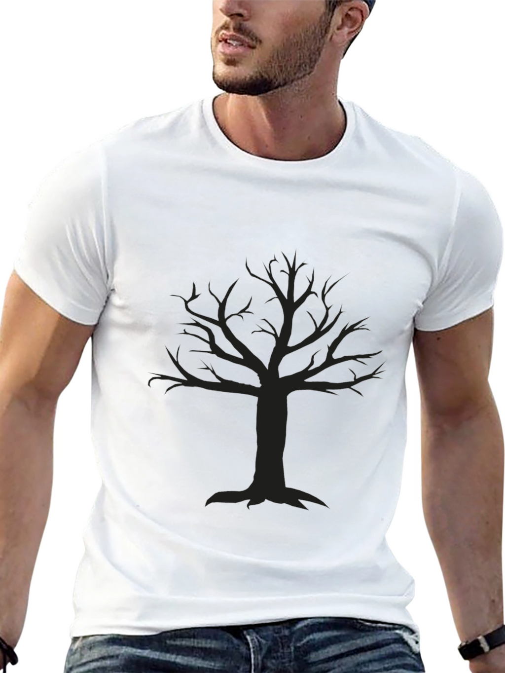 Mens Black T-Shirt with Tree Graphic