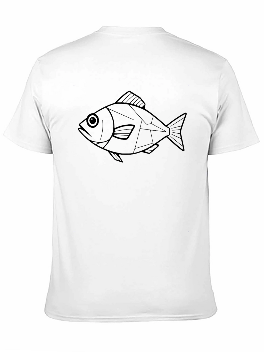 Geometric Fish Graphic Tee - Black Cotton Shirt