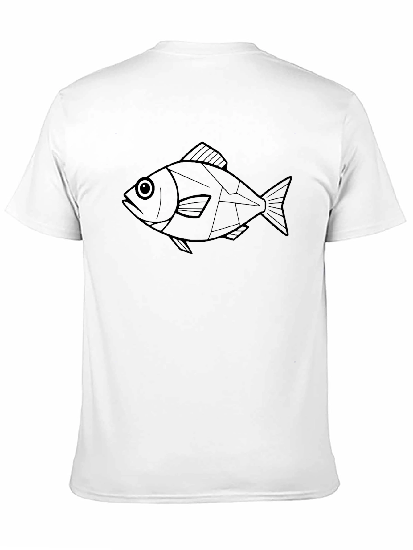 Geometric Fish Graphic Tee - Black Cotton Shirt
