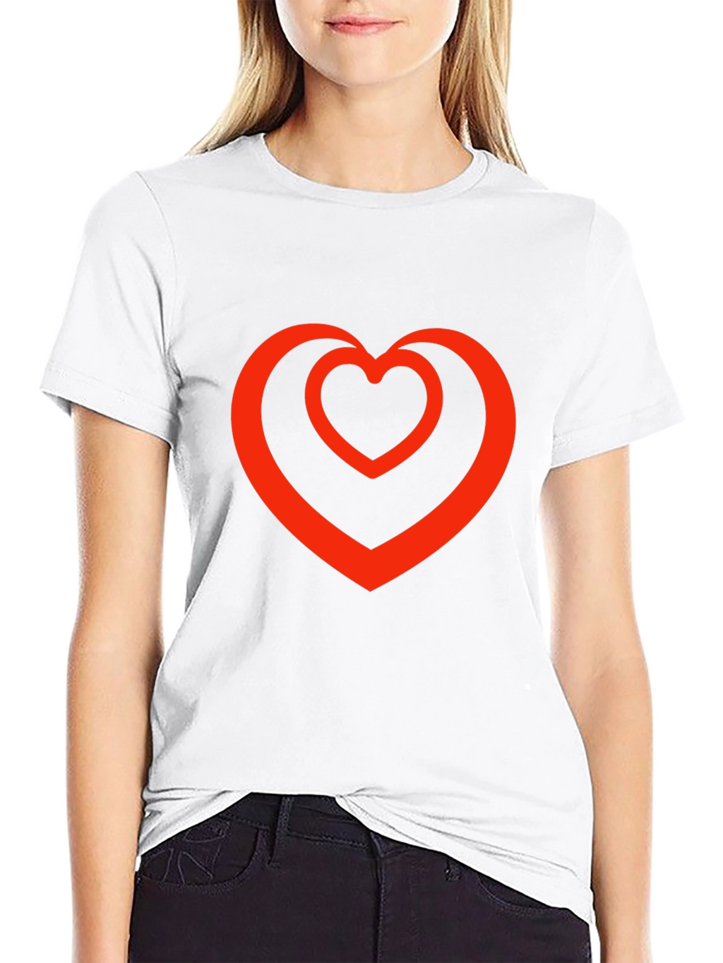 Heart Within a Heart Graphic Tee - Black