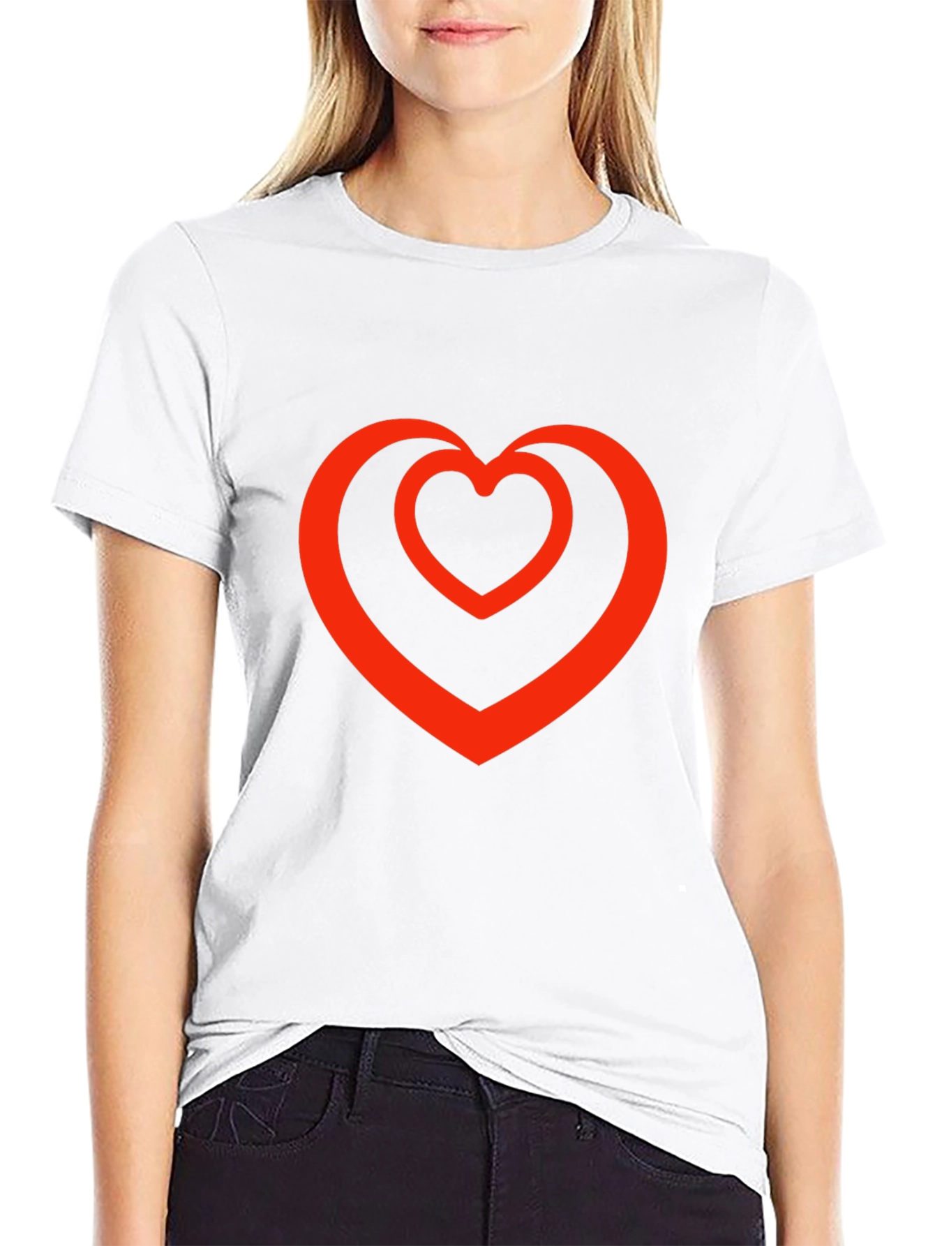 Heart Within a Heart Graphic Tee - Black
