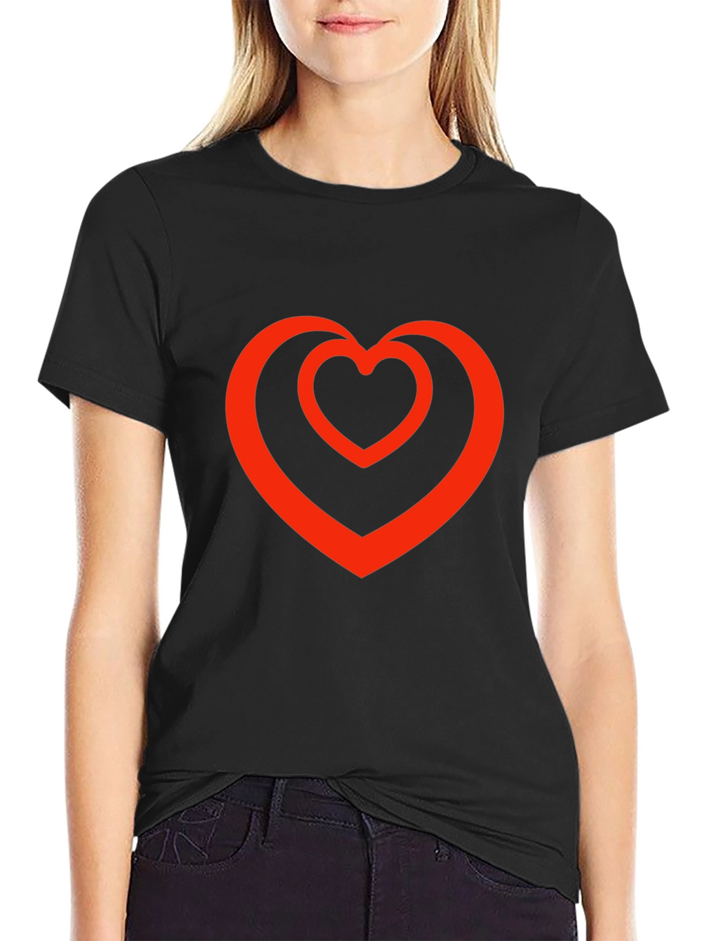 Heart Within a Heart Graphic Tee - Black