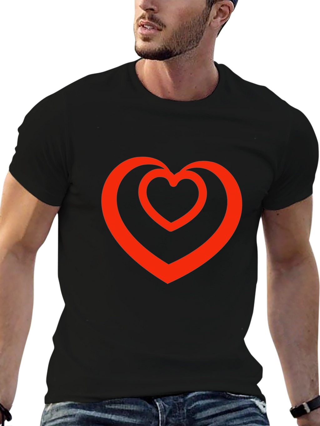 Heart Within a Heart Graphic Tee - Black