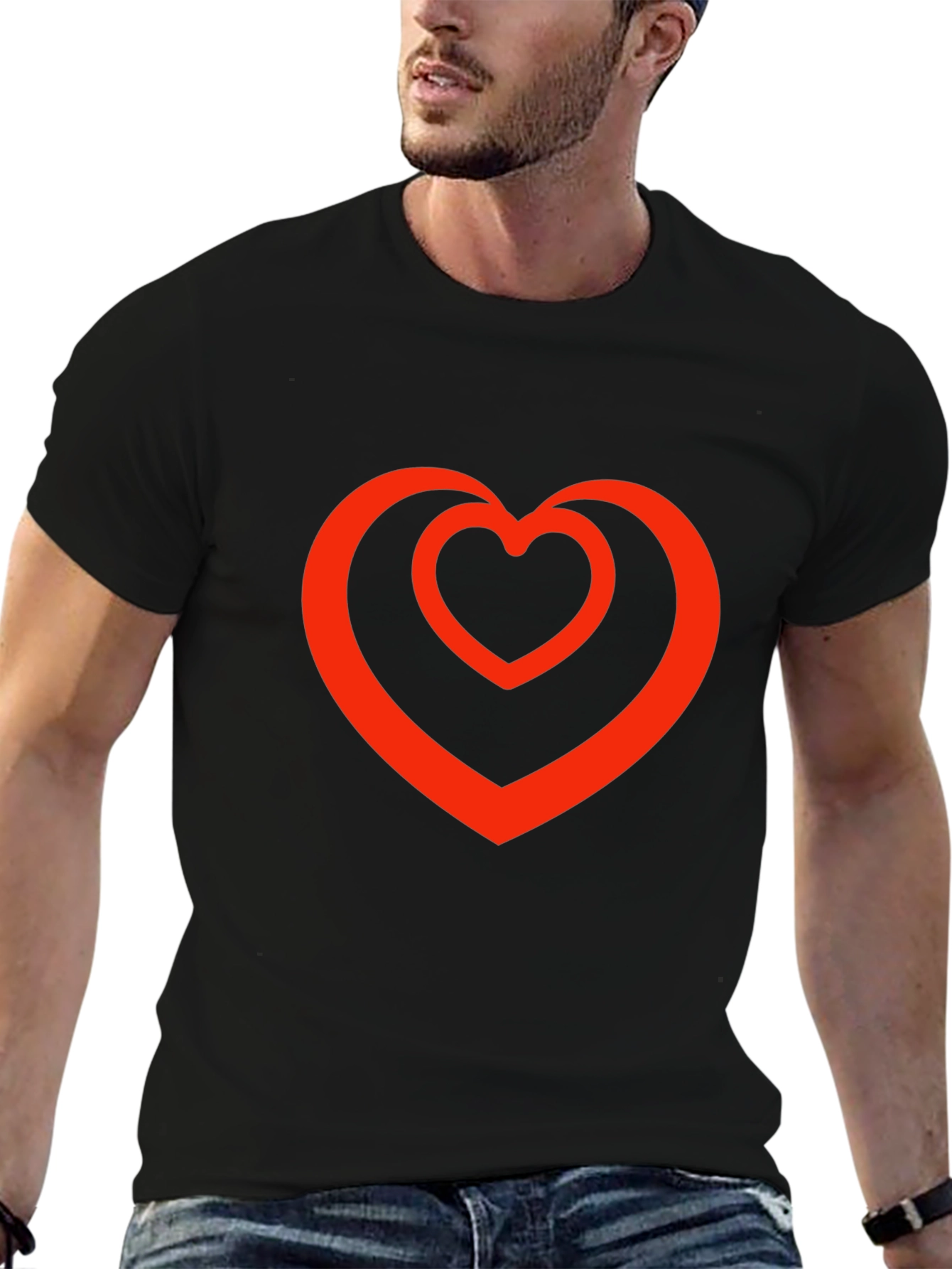 Heart Within a Heart Graphic Tee - Black