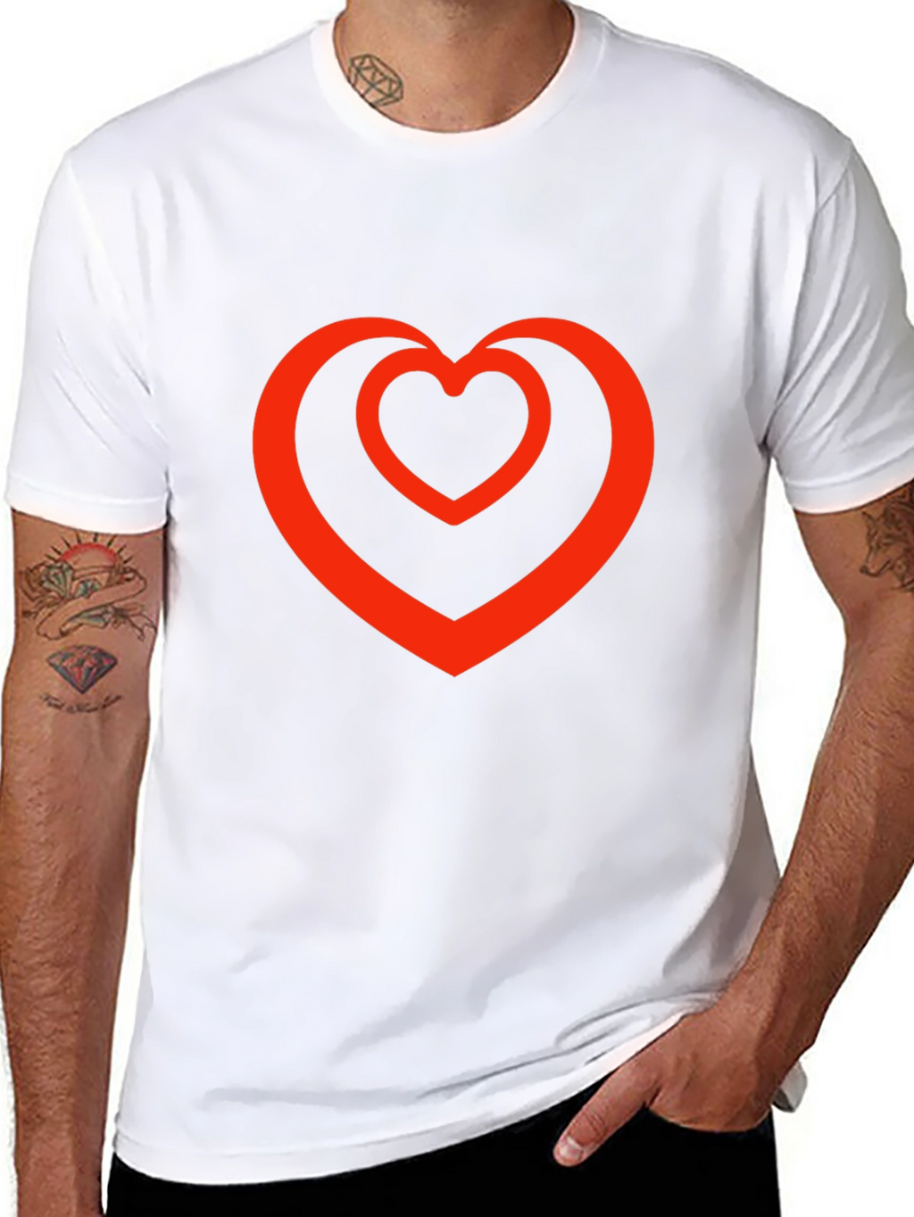 Heart Within a Heart Graphic Tee - Black