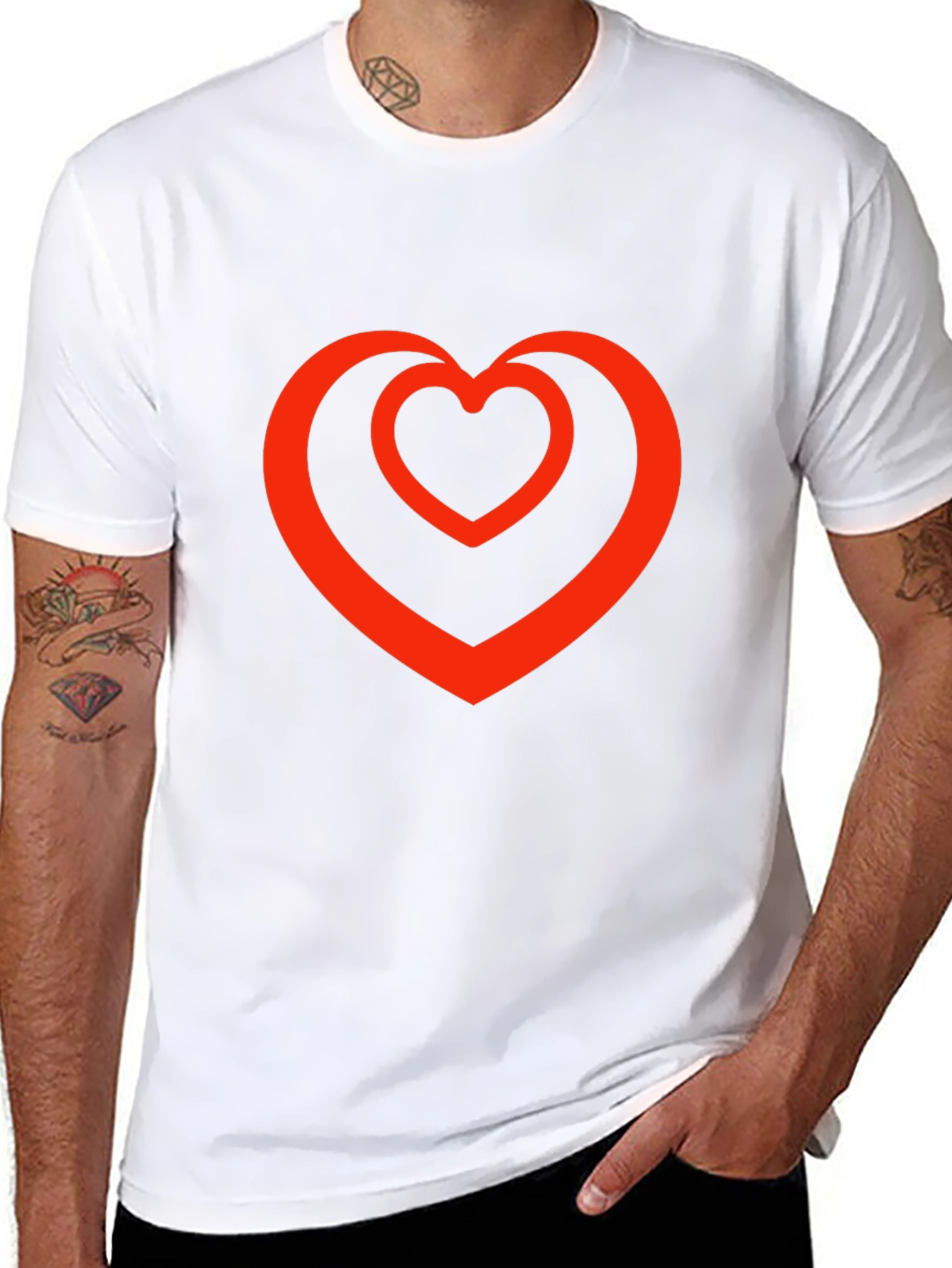 Heart Within a Heart Graphic Tee - Black