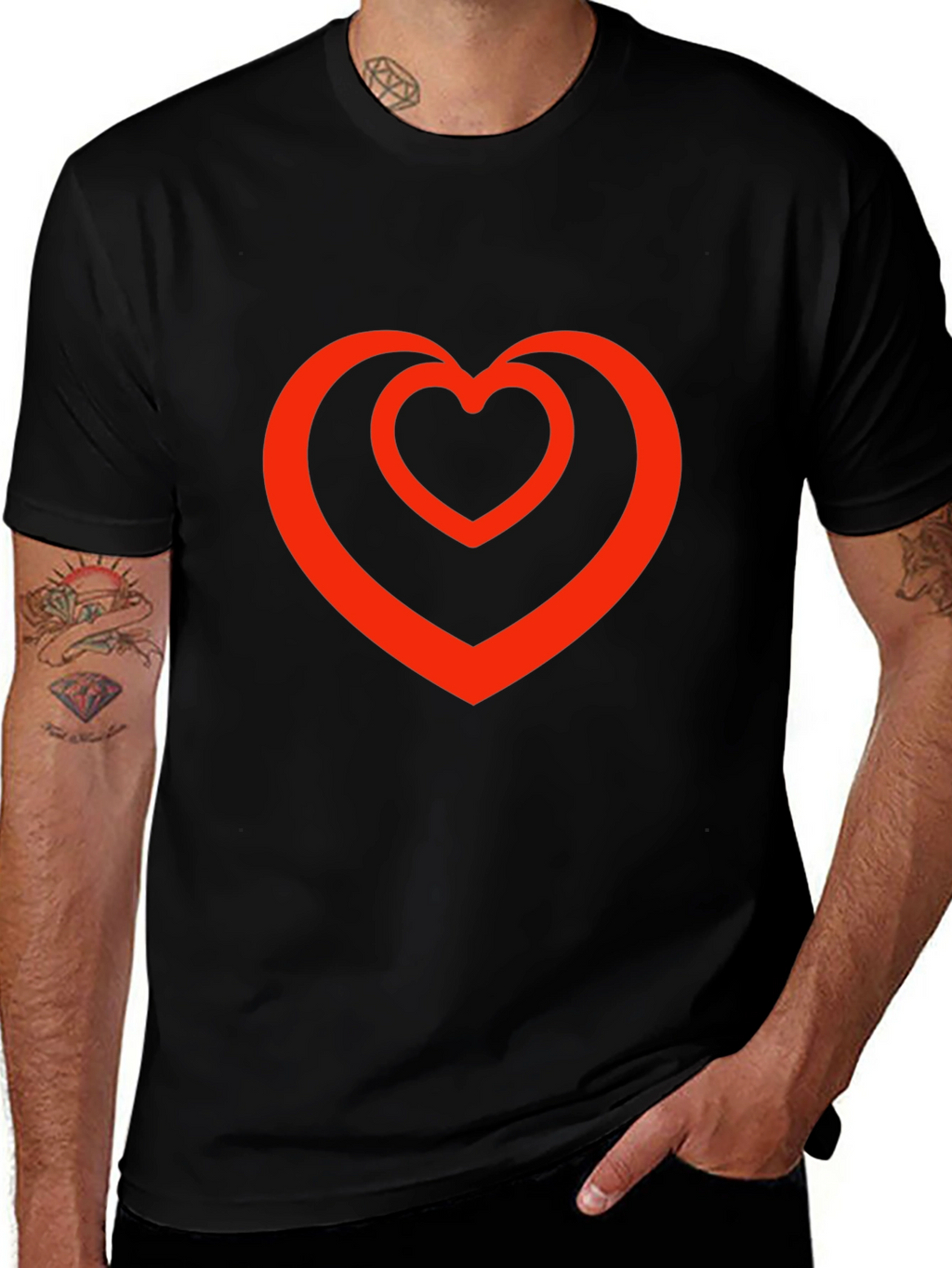 Heart Within a Heart Graphic Tee - Black