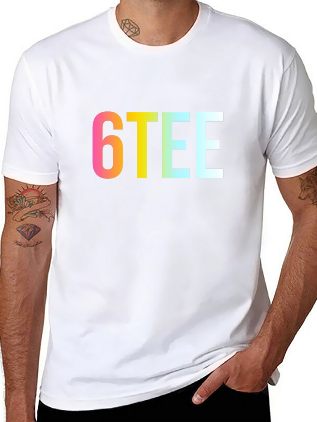 6TEE Rainbow Graphic Black T-Shirt