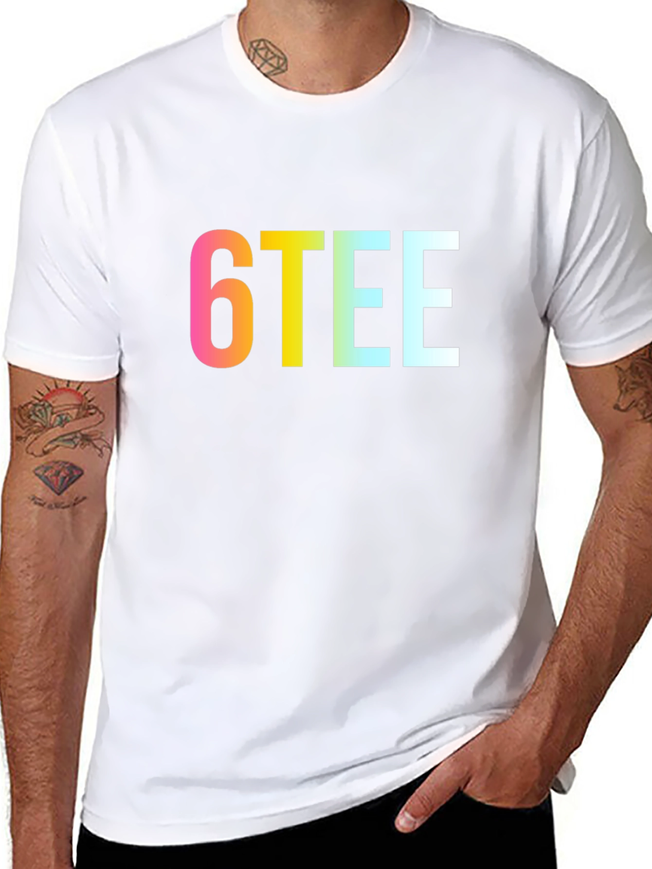 6TEE Rainbow Graphic Black T-Shirt