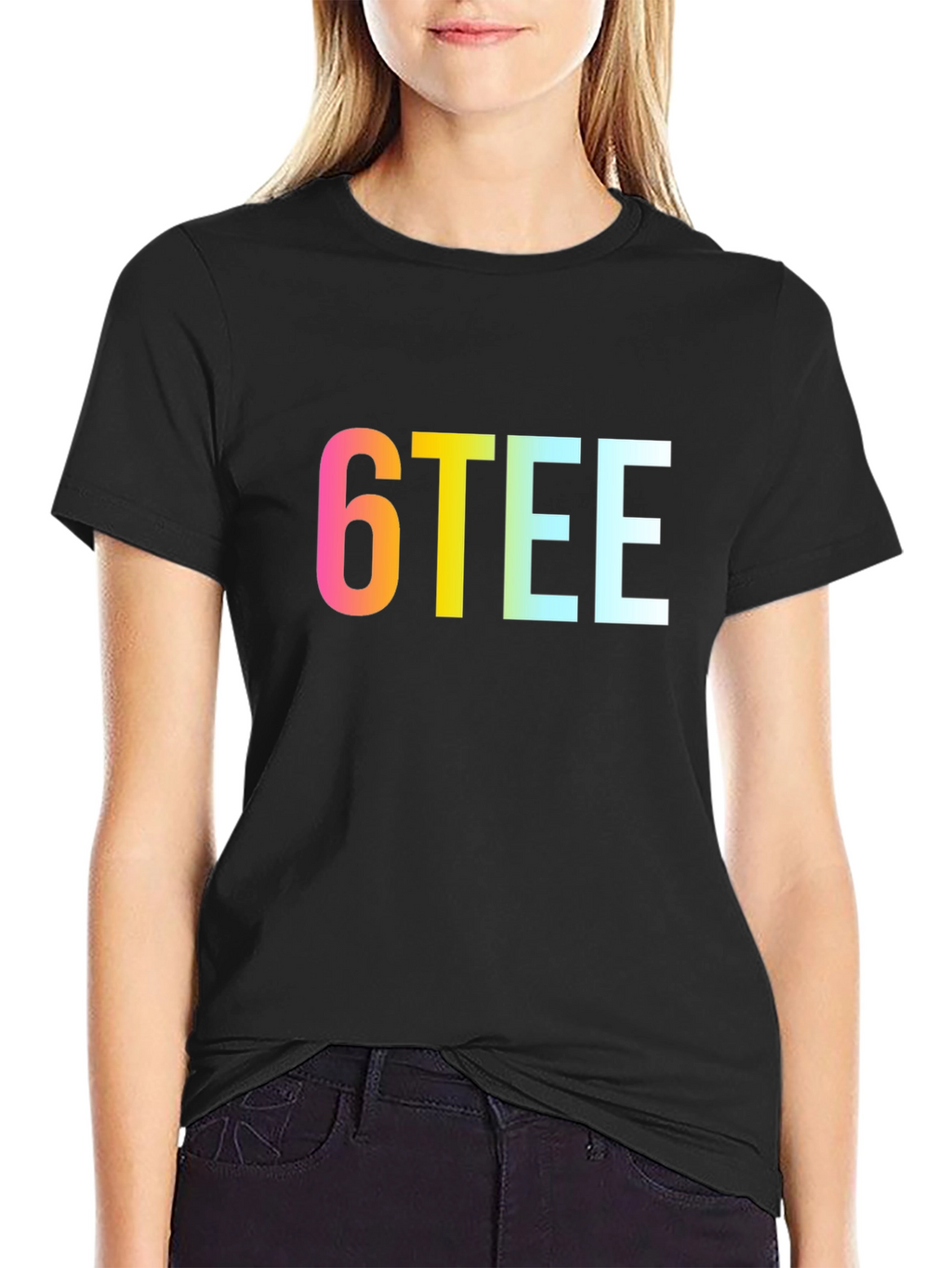 6TEE Rainbow Graphic Black T-Shirt