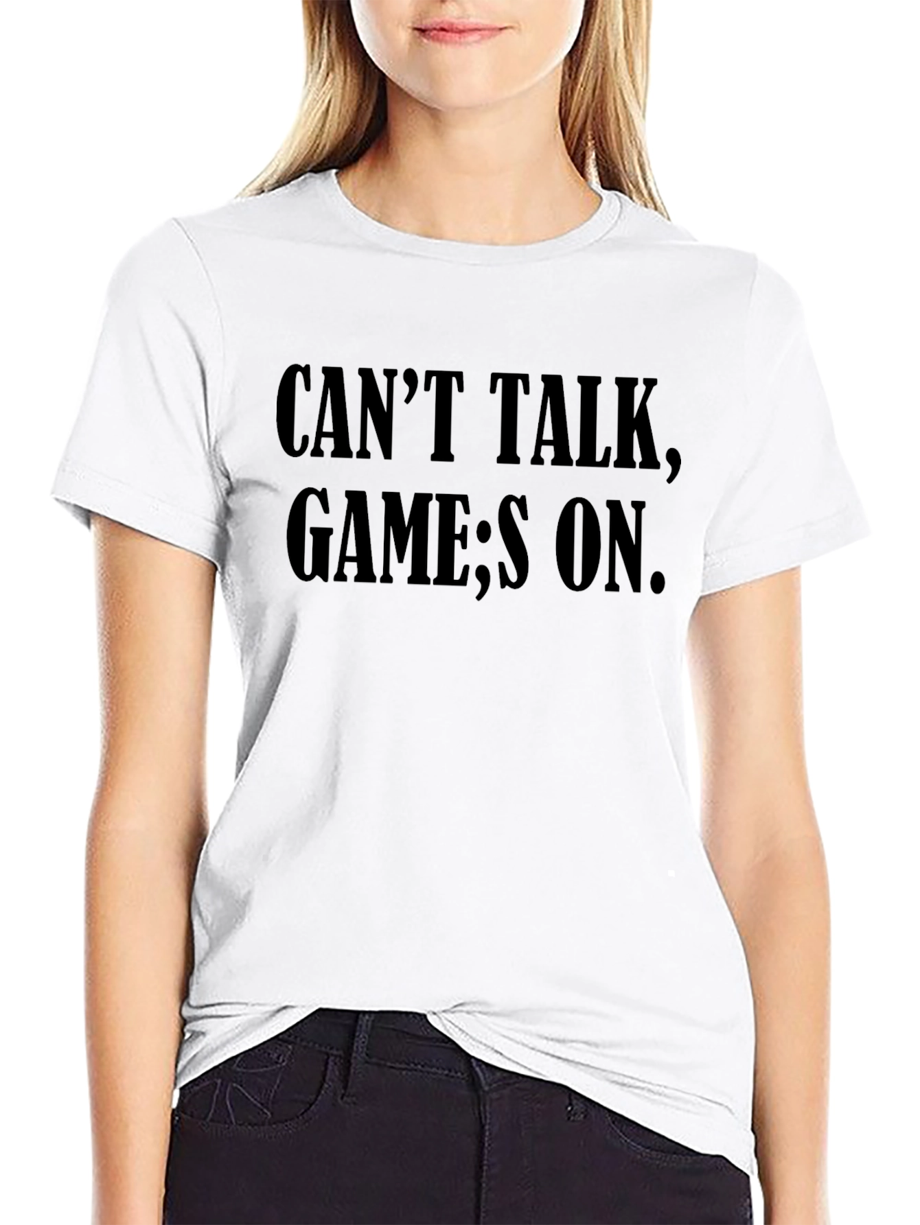 Mens Black Cant Talk Game;s On T-Shirt