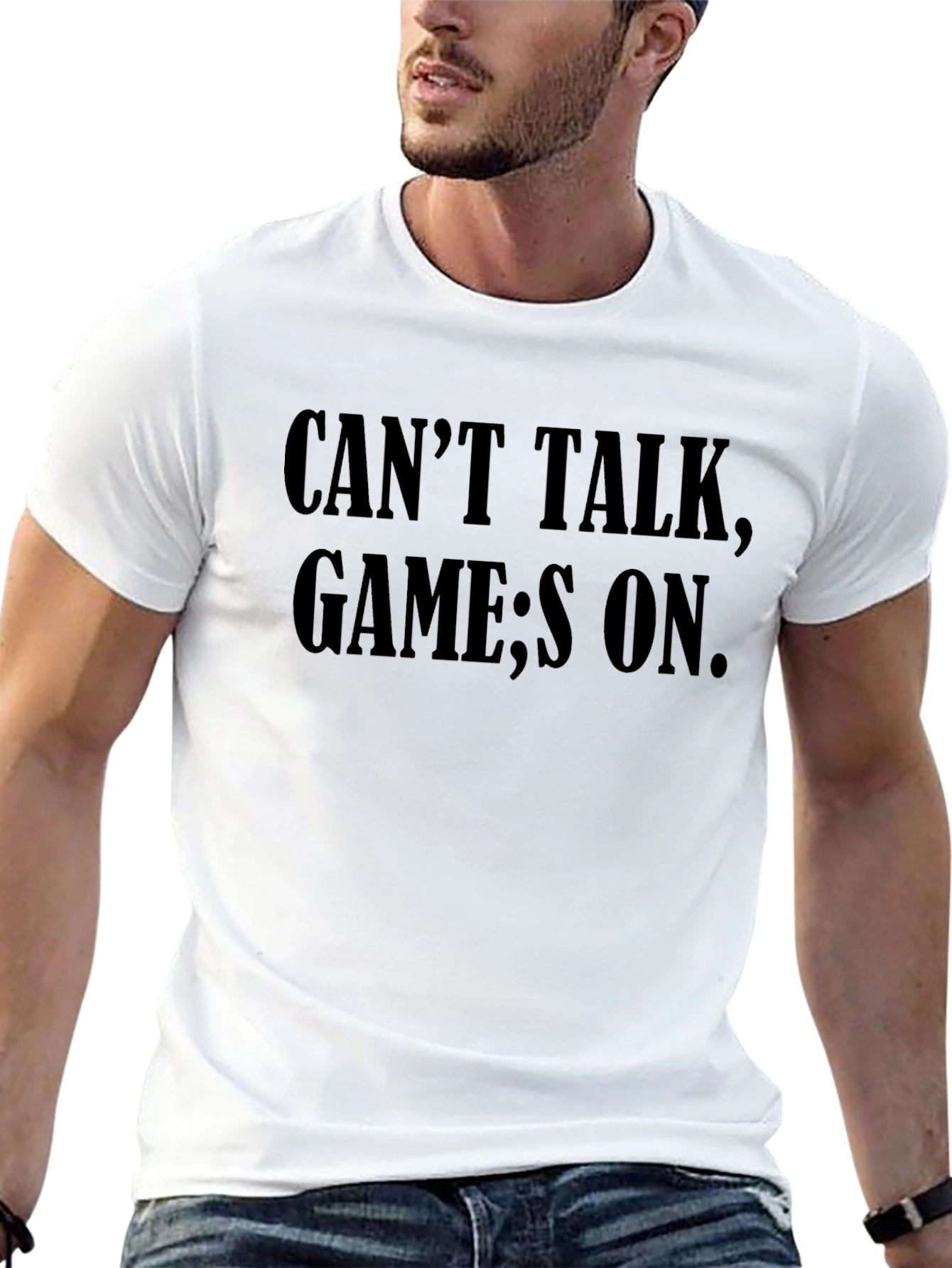 Mens Black Cant Talk Game;s On T-Shirt