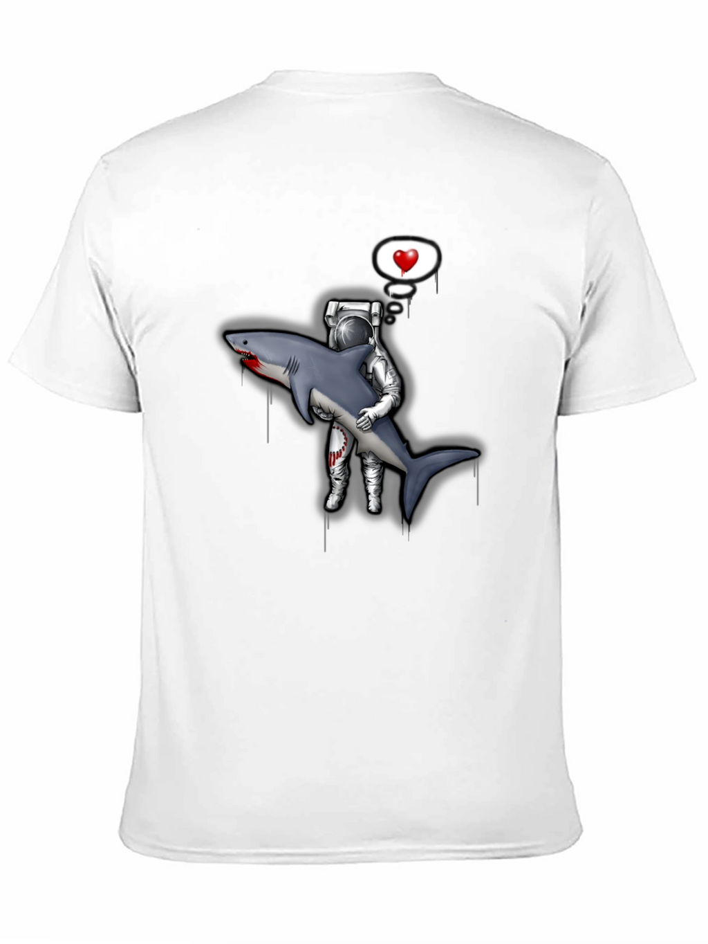 Astronaut Shark Love Black T-Shirt