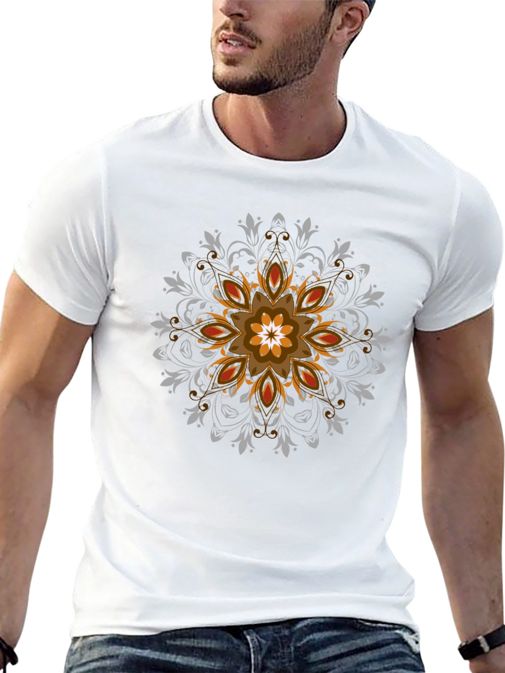Abstract Mandala Graphic Mens Black Tee