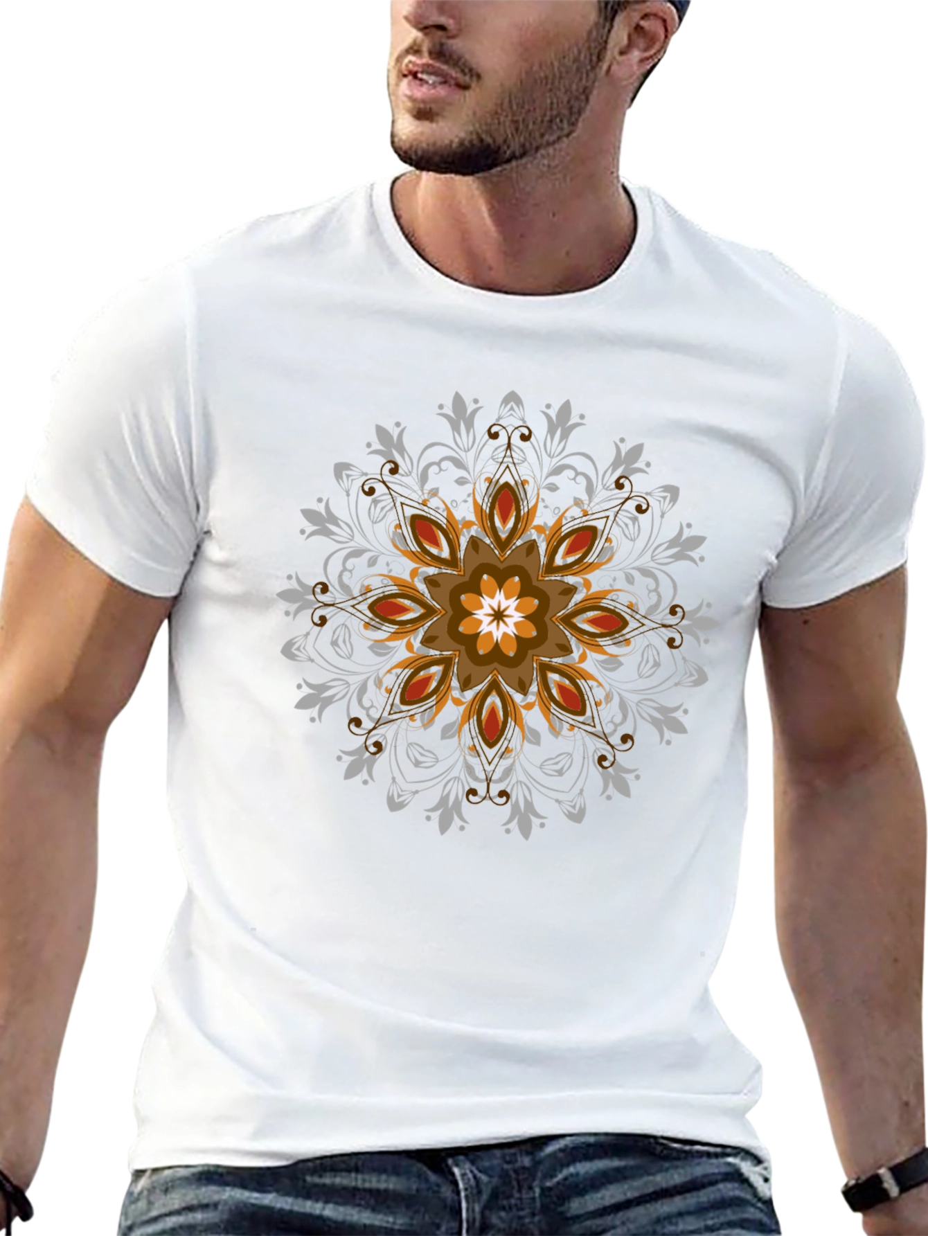 Abstract Mandala Graphic Mens Black Tee