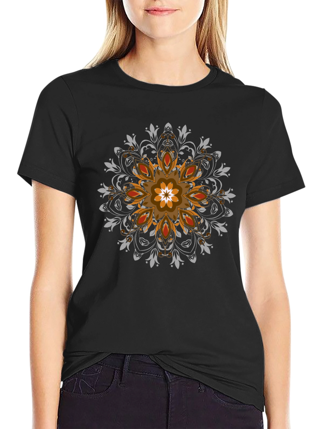 Abstract Mandala Graphic Mens Black Tee