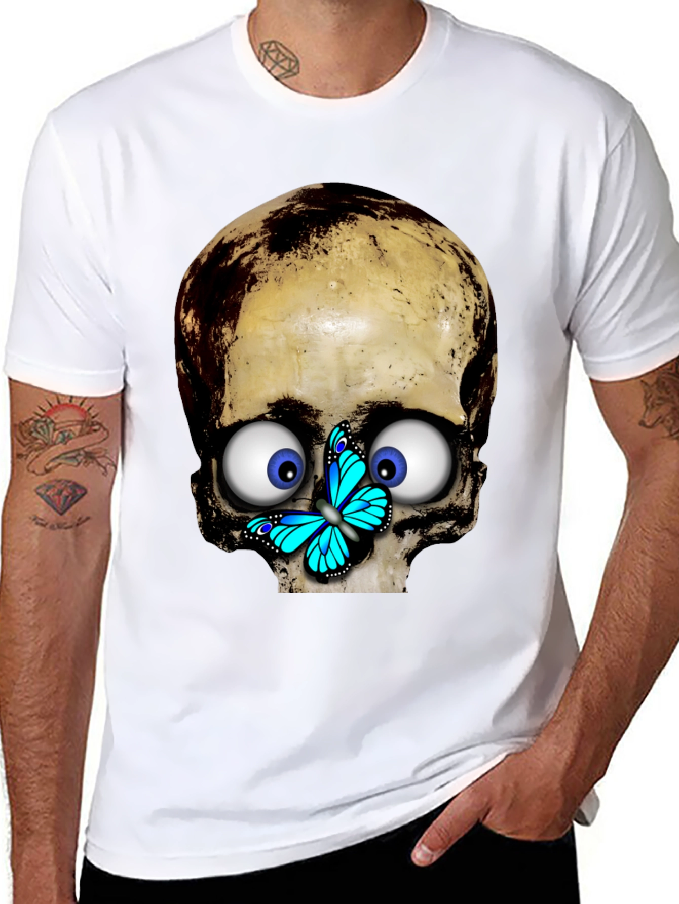 Skull & Butterfly Graphic T-Shirt