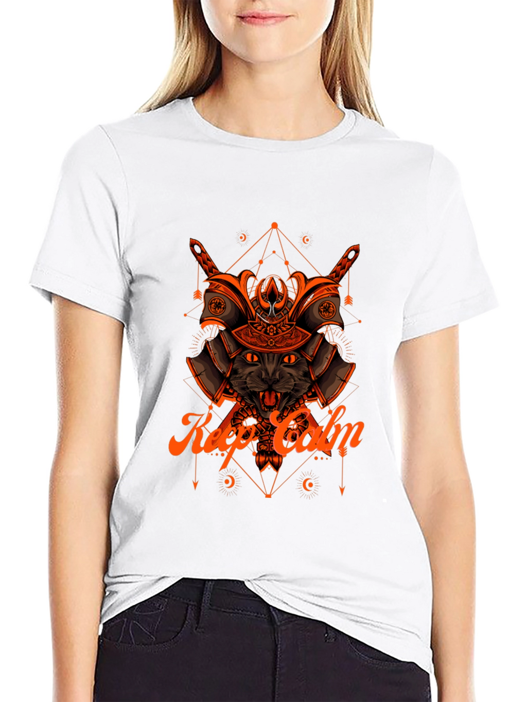 Samurai Cat T-Shirt - Keep Calm Graphic Tee