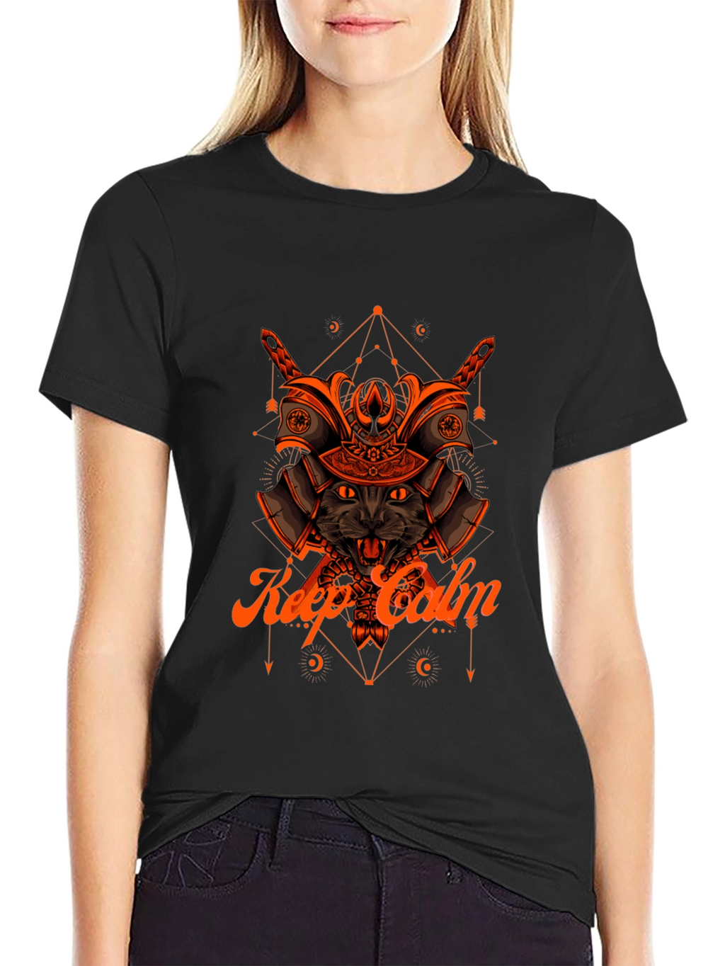 Samurai Cat T-Shirt - Keep Calm Graphic Tee
